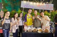 Grace (first from left), her College friends and College staff at the hotpot stall that she ran with her friends at the CWC Festival 2017